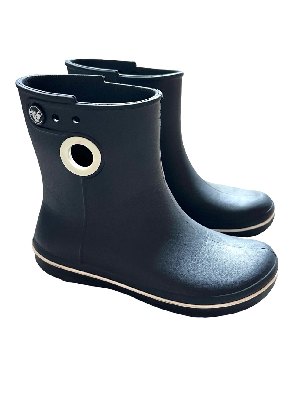 CROCS Jaunt Shorty Navy Blue Ankle Rain Boots Women’s W4 Excellent Condition - Picture 2 of 7